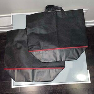 LOT OF 2 LULULEMON LARGE BLACK w/ REFLECTIVE Logo & Red Line Detail Reusable Tot